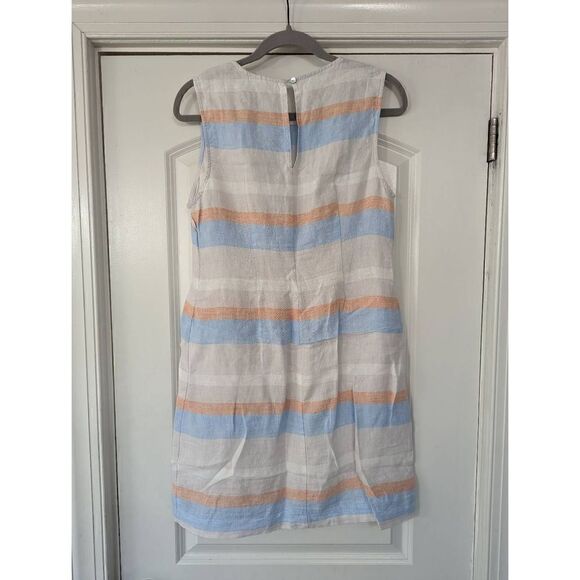 Cynthia Rowley Linen Tank‎ Dress women's size 8 blue coral striped shift - Picture 5 of 6